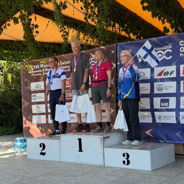 MS Parman Timo Peltola voitti kultamitalin M80-sarjan sprintissä WMOC2026 Rzeszovissa Puolassa. Jaettuun 2. sijaan eroa kertyi puoli minuuttia. Onnittelut veteraanien maailmanmestaruudesta!🥇
